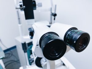 Slit lamp machine used in ophthalmology and optometry offices for eye examinations